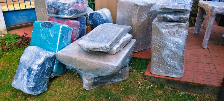 Palletised goods wrapped and stacked in our Erode storage facility